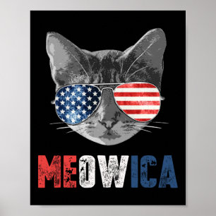 4:e juli Shirt Meowica American Flagga Cat Poster