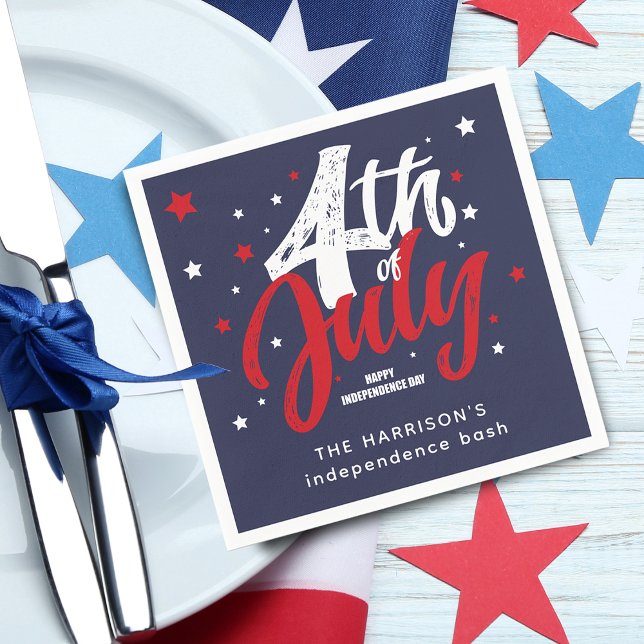 4:e juli självständighetsdag Röd Vit Blå Pappersservett (4th Of July Independence Day Red White Blue Napkins)