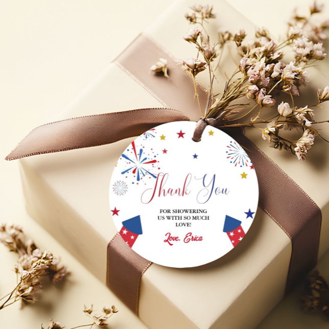 4:e juli: Självständighetsprogrammet Babykläder Ta Gåvor Etiketter (Skapare uppladdad)