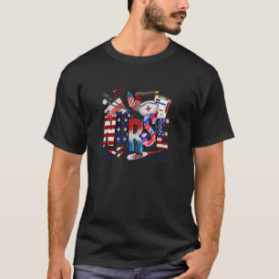 4:e juli: Sjukhuset Stethoscope Patriotic SCrub To T Shirt