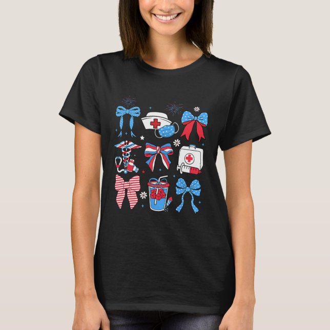 4:e juli Sjuksköterska av typ Stethoscope Coquette T Shirt (Framsida)
