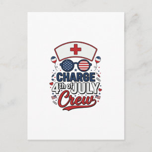 4:e juli Sjuksköterska Crew Patriotisk Medicinsk T Vykort