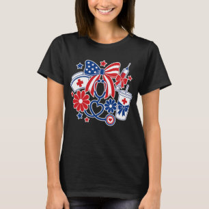 4:e juli Sjuksköterska USA Coquette Söt Omvårdnad T Shirt