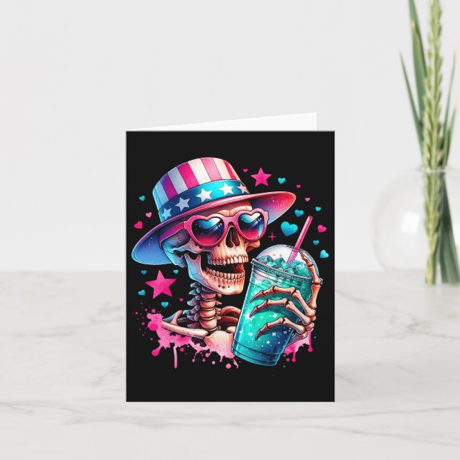 4:e juli Skeleton Retro Trendig Mamma Skull Mamma  Kort (Framsida)
