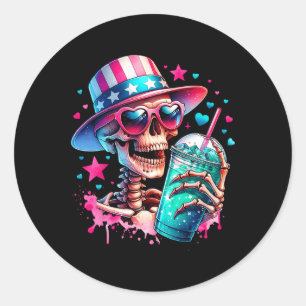 4:e juli Skeleton Retro Trendig Mamma Skull Mamma Runt Klistermärke