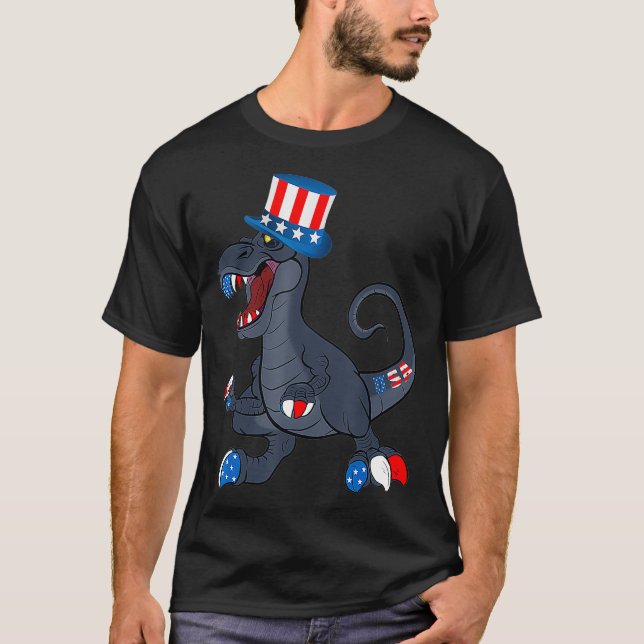 4:e juli-skeppet med starkt patriotiskt mönster t shirt (Framsida)