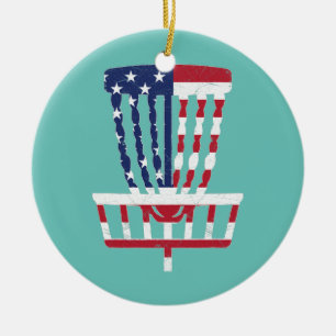 4:e juli - skiva Golf Basket American USA flagga Julgransprydnad Keramik