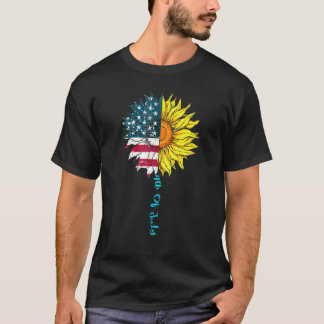 4:e juli Solrosamerikansk Flagga American Patri T Shirt