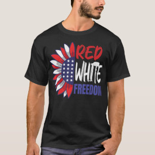 4:e juli Solrosfritt amerikanska Flagga Red White T Shirt