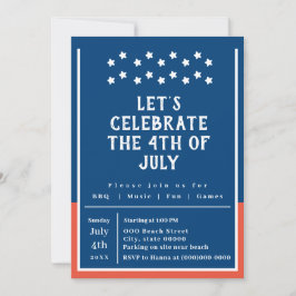4:e juli Sommaren BBQ Party Inbjudningar