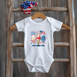 4:e juli Söta USA Ice Cream Baby Bodykostym T Shirt