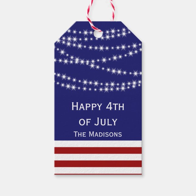 4:e juli Sparkler Märkre 5 med namn Presentetikett (Framsidan)