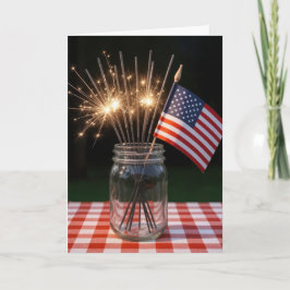 4:e juli Sparklers and Flagga i Mason Burk Kort