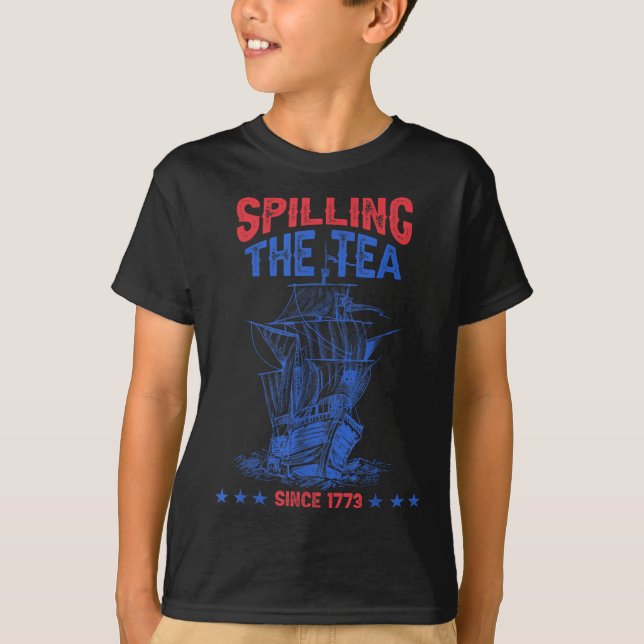 4:e Juli Spillar Te Sidan 1773 Rolig Retro T Shirt (Framsida)