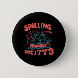 4:e juli Spiller Te Sidan 1773 Rolig Retro Knapp