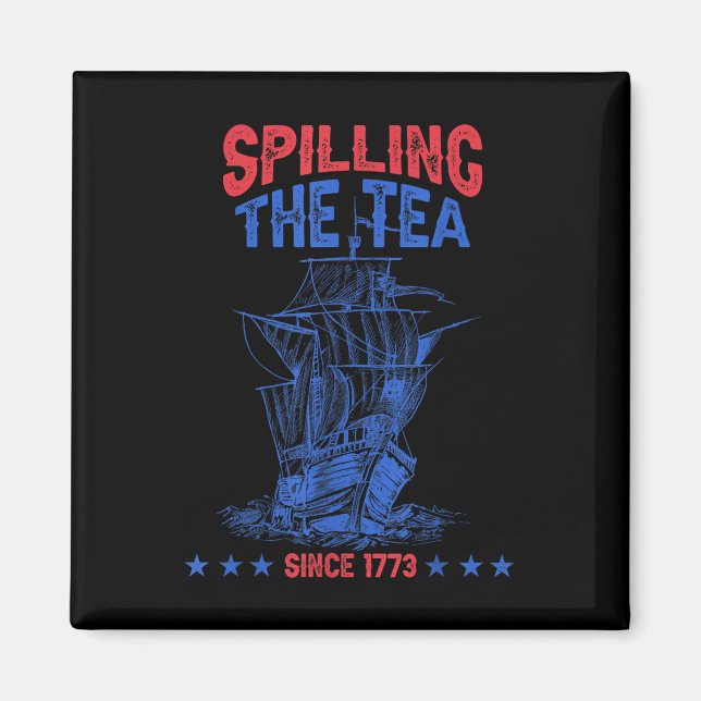 4:e juli Spiller Te Sidan 1773 Rolig Retro Magnet (Framsidan)
