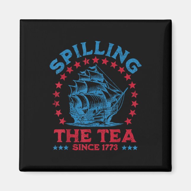 4:e juli Spiller Te Sidan 1773 Rolig Retro Magnet (Framsidan)