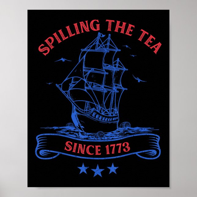 4:e juli Spiller Te Sidan 1773 Rolig Retro Poster (Framsidan)