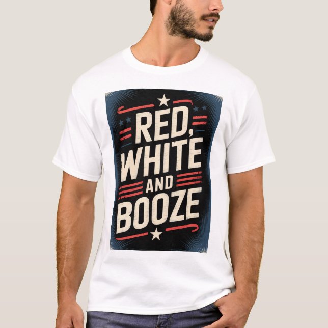 4:e juli spritfest | Röd Vit och Sprit T Shirt (Framsida)