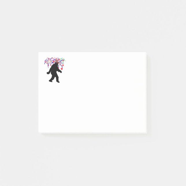 4:e juli Squatchin'w/Fireworks Post-it Block (Framsida)