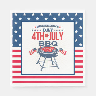 4:e juli Stars och stripes BBQ Pappersservett