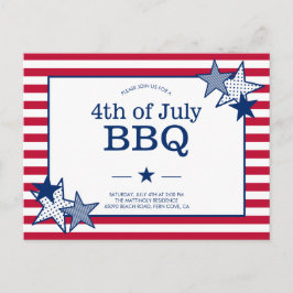 4:e juli Stars och stripes Modern Patriotic BBQ Inbjudan Vykort