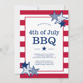 4:e juli Stars och stripes Modern Patriotic BBQ Inbjudningar