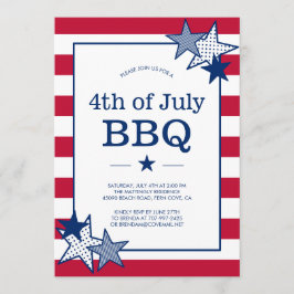 4:e juli Stars och stripes Modern Patriotic BBQ Inbjudningar