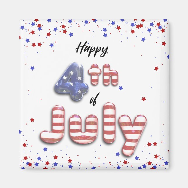 4:e juli Stars Rand Foil Balloations Magnet (Framsidan)