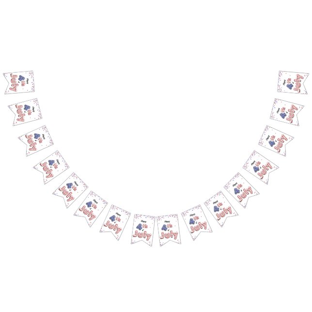 4:e juli Stars Rand Foil Balloations Vimplar (Alla)