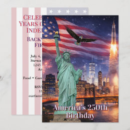 4:e juli Statue of Liberty Raket USA 250-årsjubile Inbjudningar