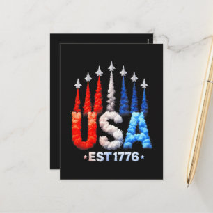 4:e juli stridsflygplan Usa Patriotiska Helg Vykort