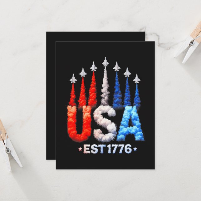 4:e juli stridsflygplan Usa Patriotiska Inbjudningar (Fram/Back In Situ)