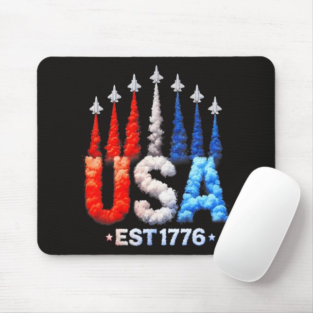 4:e juli stridsflygplan Usa Patriotiska Musmatta (Med mus)
