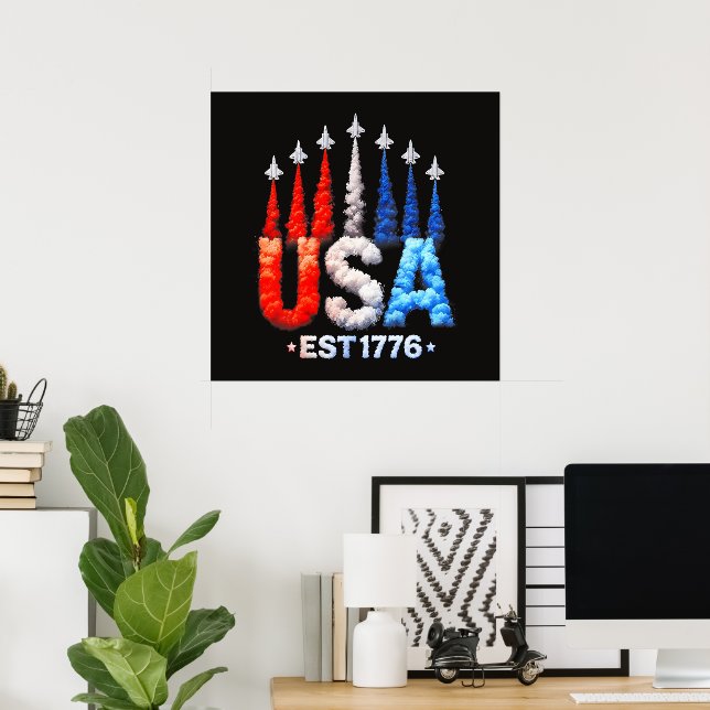 4:e juli stridsflygplan Usa Patriotiska Poster (Hemmakontoret)