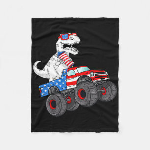 4:e juli t Rex Dino Trex Dinosaur Monster Lastbil Fleecefilt