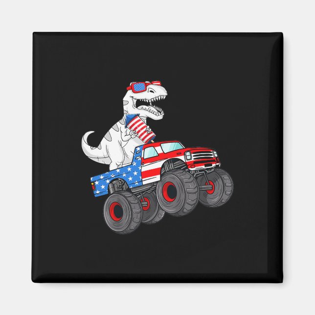 4:e juli t Rex Dino Trex Dinosaur Monster Lastbil Magnet (Framsidan)