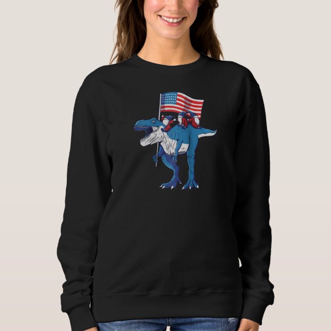 4:e juli T Rex Dinosaur Amerisaurus Gnomes Boys Shirt (Framsida)