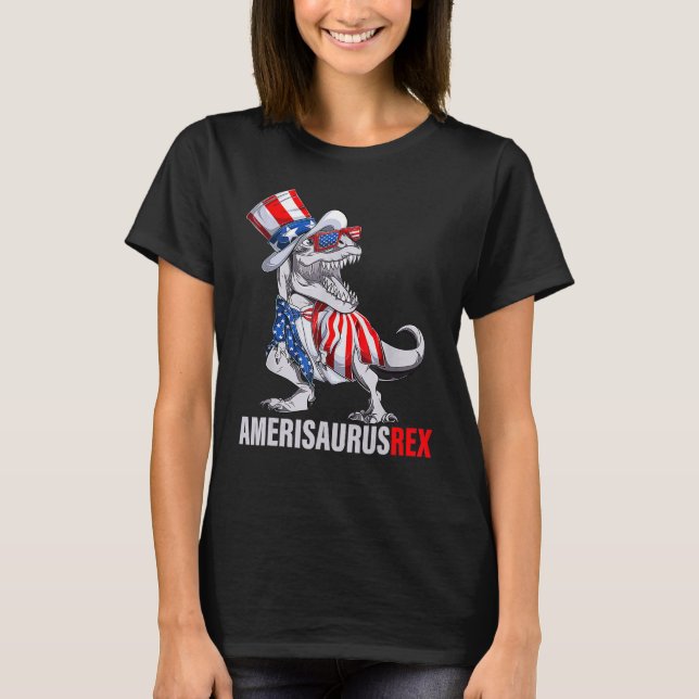 4:e juli T Rex Dinosaur Amerisaurus Rex Boys Ki Shirt (Framsida)
