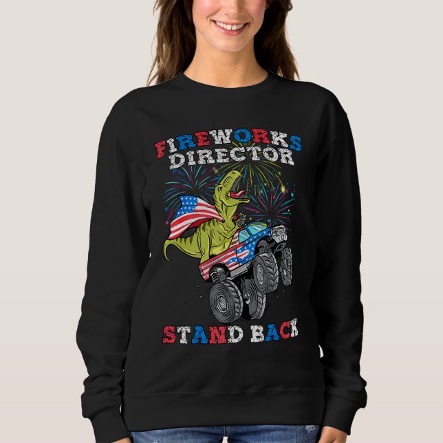 4:e juli T Rex Monster Lastbil Fireworks Director Shirt (Framsida)
