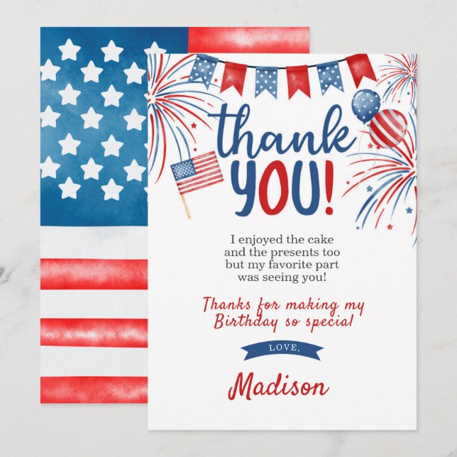 4:e juli - Tack Inbjudningar (Fram/baksida)