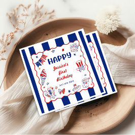 4:e Juli-tema Handritad Födelsedag Pappersservett