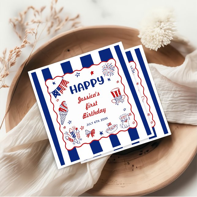 4:e Juli-tema Handritad Födelsedag Pappersservett (Skapare uppladdad)