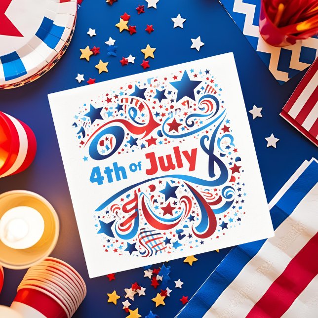 4:e juli Text & Stars Patriotic Firande Pappersservett (Skapare uppladdad)