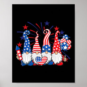 4:e juli Tomtar Patriotisk Amerikansk Flagga Söt T Poster