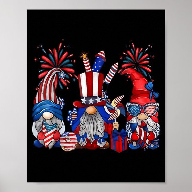 4:e juli Tomtar Patriotisk Rolig Självständighet Poster (Framsidan)