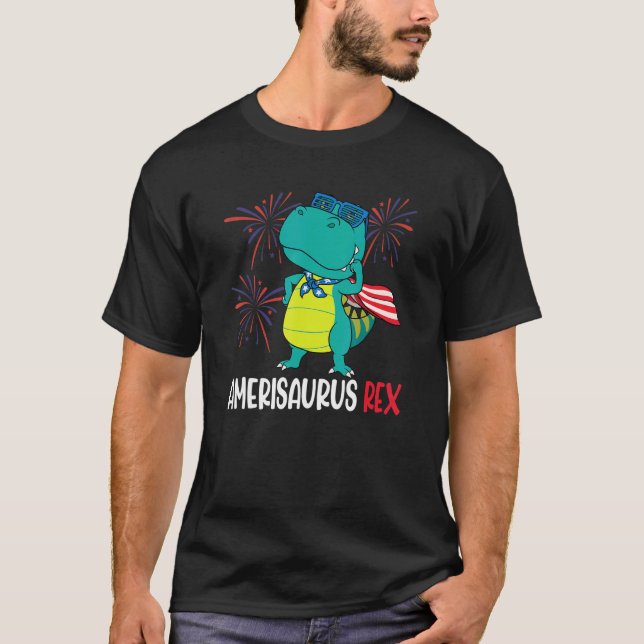 4:e juli Trex Amerisaurus Patriot Dinosaur T Shirt (Framsida)