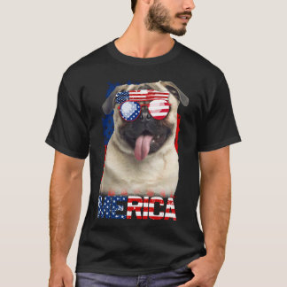 4:e juli-tröja amerikansk flagga Pugs hundälskare T Shirt