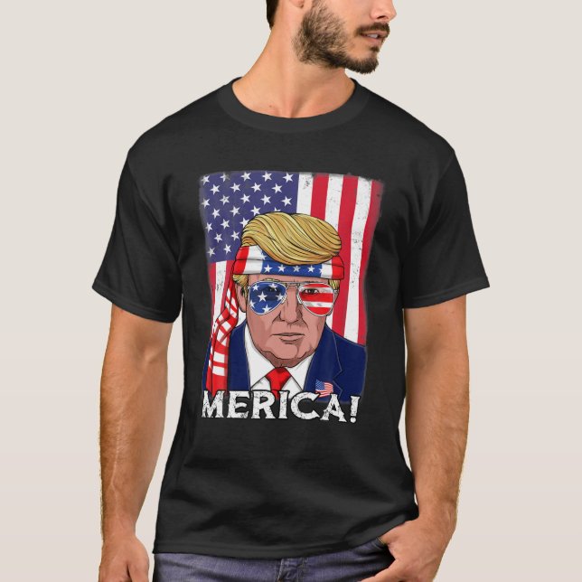 4:e juli Trump Merica USA flagga Patriotic T Shirt (Framsida)