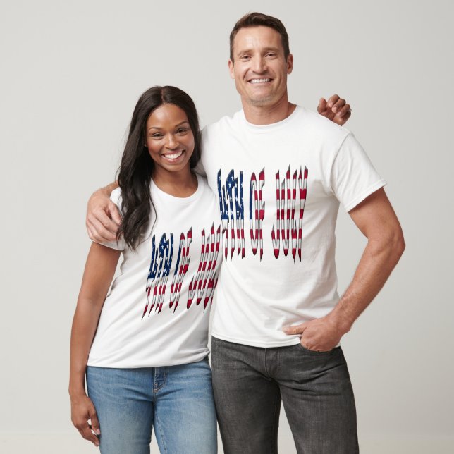 4:e juli Typografi American Flagga Färg T Shirt (Unisex)